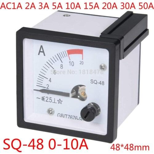 AC 0-20A 1A 2A 3A 5A 10A 15A 20A 30A 50A Analog Panel Ammeter Gauge Ampere Current Meter SQ-48 2.5 Error Margin