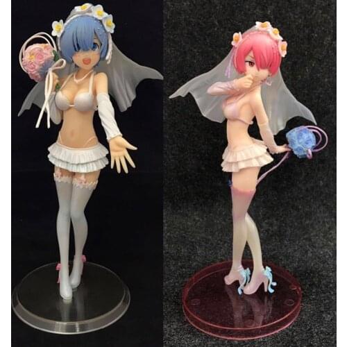 Anime Re:Life in a different world from zero Death or Kiss Rem Ram Wedding Dress ver. PVC Action Figures Model Toys Doll 23cm