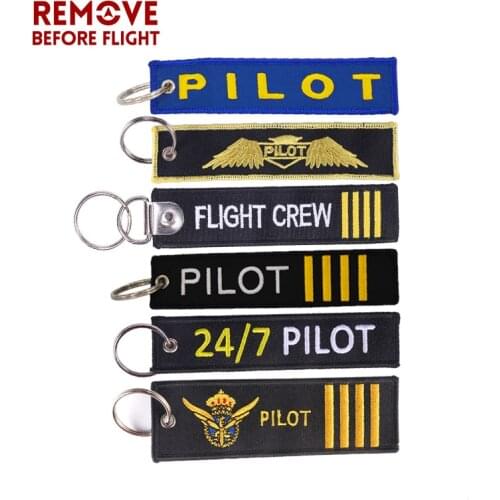 Remove Before Flight OEM Key Chain Jewelry Safety Tag Embroidery Pilot Key Ring Chain for Aviation Gifts Luggage Tag Label