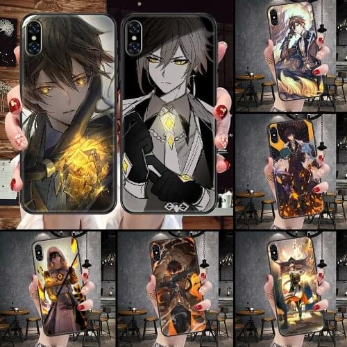 Zhong li Genshin impact Phone Case For iphone 5 5S SE 2 6 6S 7 8 11 12 Mini Plus X XS XR Pro Max black pretty cell cover trend