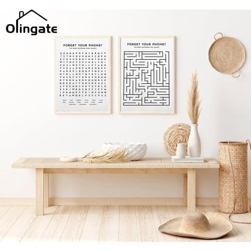 Black White Forget Your Phone Wall Art Quote Canvas Painting Minimalism Canvas Poster and Print Picture for Bathroom Decor