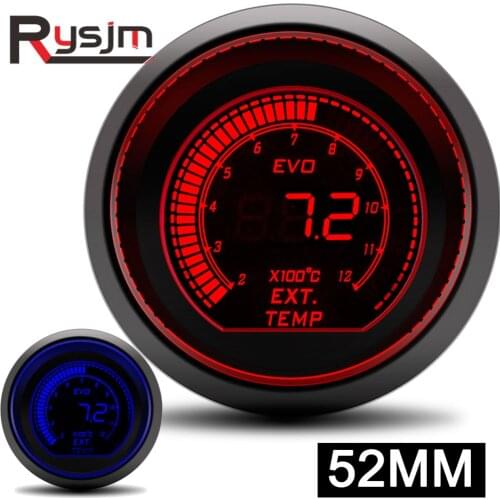 Digital Exhaust Temp Gauge 2inch 52mm Exhaust Temperature Meter Gas Temp Gauge Red Blue Led Sensor EGT EXT Gauge Car Meter