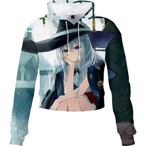 COSTAR Anime Wandering Witch:The Journey of Elaina Theme Hoodies Kawai Cute Crop Top Pullover Hooded