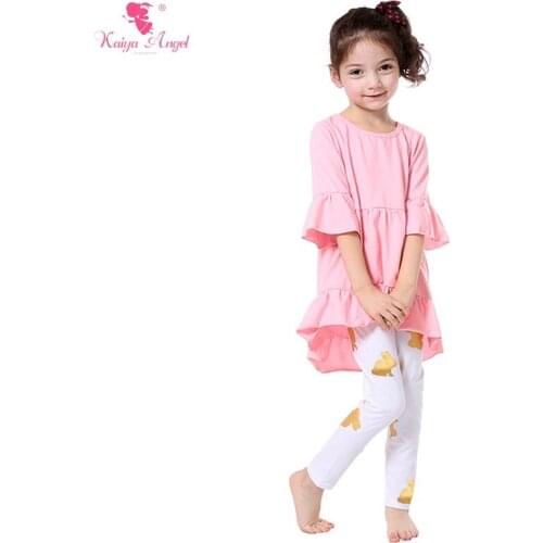 2017 Easter Bunny Children Clothing Spring Girls Clothes Wholesale Toddler Girl Cothing Pink Dress Rabbit Leggings 2 Pcs Suit