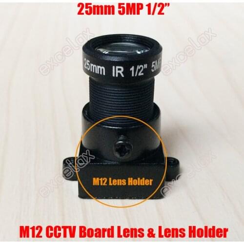 5MP 1/2" 25mm M12 F2.4 Fixed IR Board CCTV Lens with MTV Mount Holder Support for 960P 1080P 2/3/4/5 Megapixel Analog IP Camera