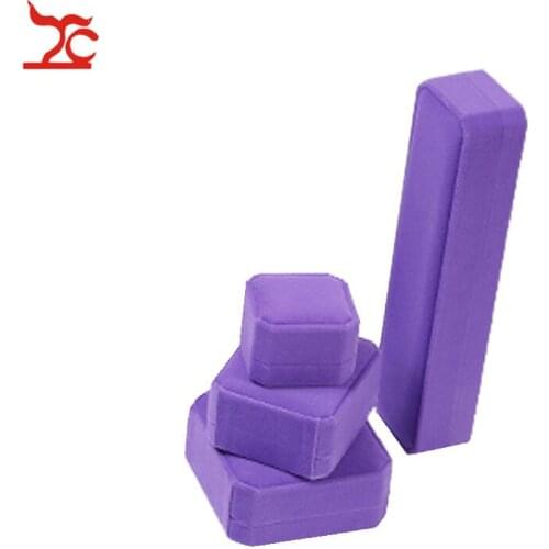 Purple Velvet Wedding Engagement Necklace Organizer Box Ring Pendant Earrings Bracelet Jewelry Packaging Storage Gift Box