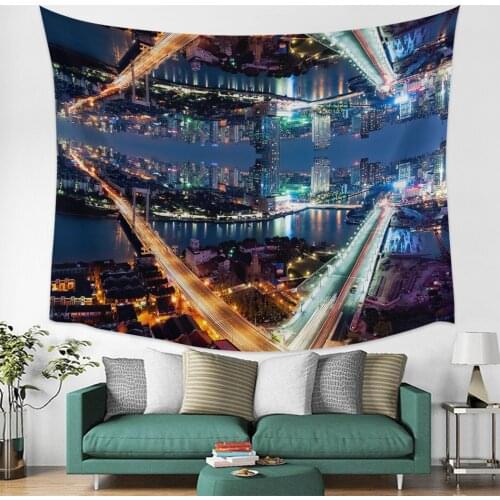 City Mirror Wall Tapestry Cover Beach Towel Picnic Yoga Mat Home Decoration