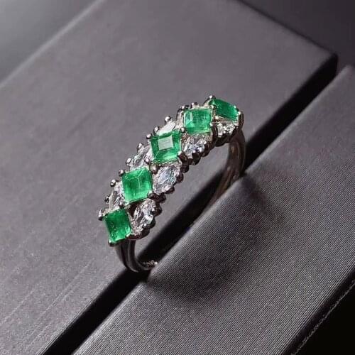 CoLife Jewelry 925 Silver Emerald Jewelry 5 Pieces 2.8mm Natural Emerald Silver Ring Fashion Emerald Ring for Daily Wear