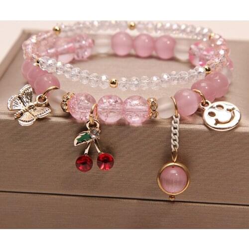 Korean style bijoux femme bracelet for women cherry Tiger Eye friendship bracelets female student bracelet бижутерия Opal Stone