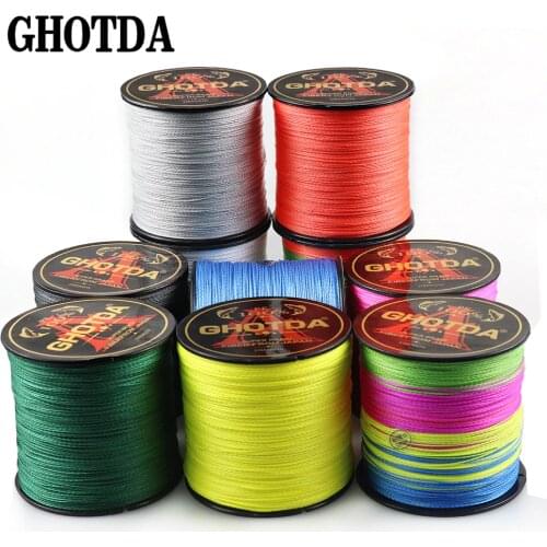 GHOTDA 300M 500M PE Fishing Line 4 Strands Braided Fishing Line 10 12 18 28 35 40 50 60 80 100 120LB Multifilament Fishing Line