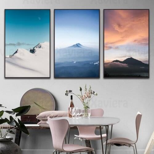 Minimalist Nordic Canvas Print Landscape Mountain Snow Mist Decorative Painting Wall Art Poster Home Living Room Wall Picture