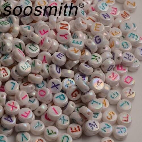 4X7MM100/200PCS Opaque Luster White Gradient Acrylic Beads Loose Spacer Beads For Jewelry Making DIY Homemade Bracelet Charm