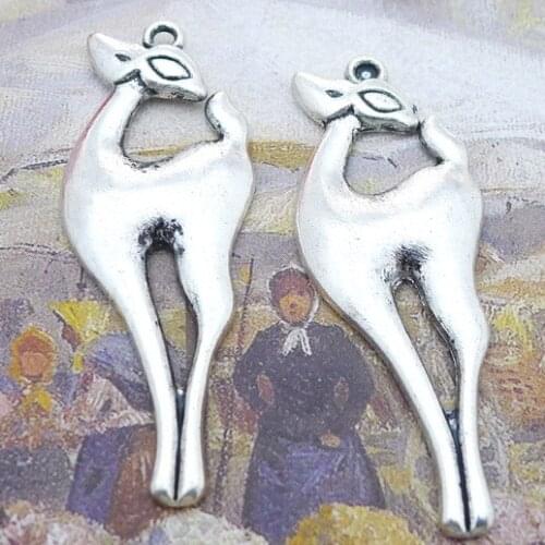 Newest 6Pieces 18*49mm Mixed Alloy Antique Silver Color Jump Deer Charms Necklace Pendant Accessory For DIY Jewelry Making