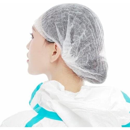 100pcs Disposable Non-Woven Strip Hat Hotel Workshop Dust Cap Women Men Blue White Shower Cap Hat