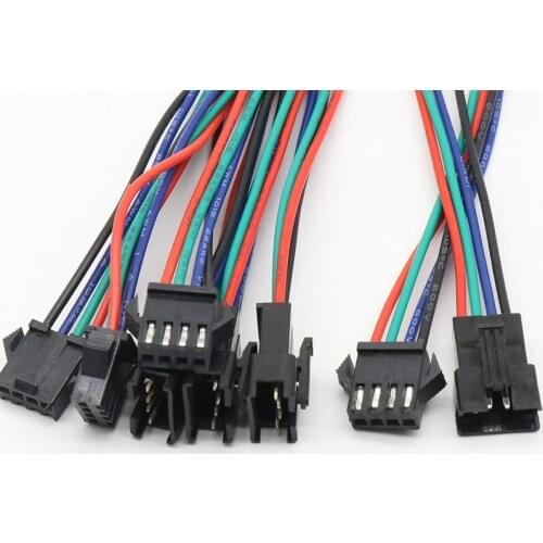 Wholesale 10 pairs 4pin JST Connector Male Female Cable for SMD 5050/3528 RGB color LED Strip Wire WS2801 LPD8806 RGB LED Strip