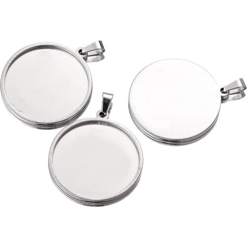 5pcs/lot Stainless Steel Oval Round Square Pendant Cabochon Base Setting Tray Blank Charms for Jewelry Making Supplies Wholesale