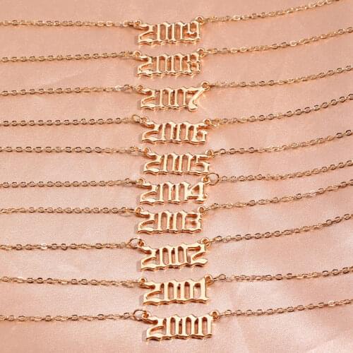 Flatfoosie Special Date Year Number Pendant Necklace 1991 To 2020 For Women Men Fashion Personality Creative Design Jewelry
