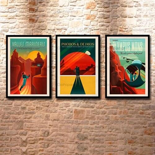 Poster Space Travel Universal Planet Mars Posters and Prints Canvas Painting Wall Art Picture for Living Room Home Decoration