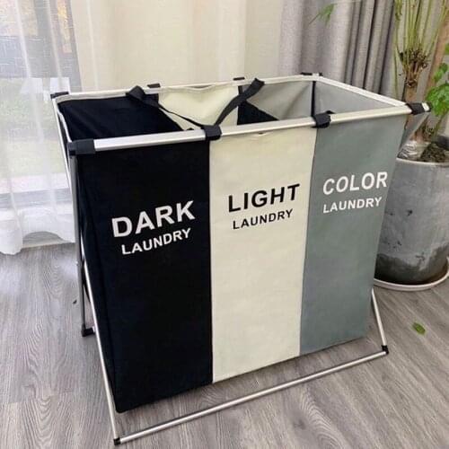 Collapsible Dirty Clothes Laundry Basket 2/3 section Foldable Organizer Dorm Laundry Hamper Sorter Washing Laundry Bag