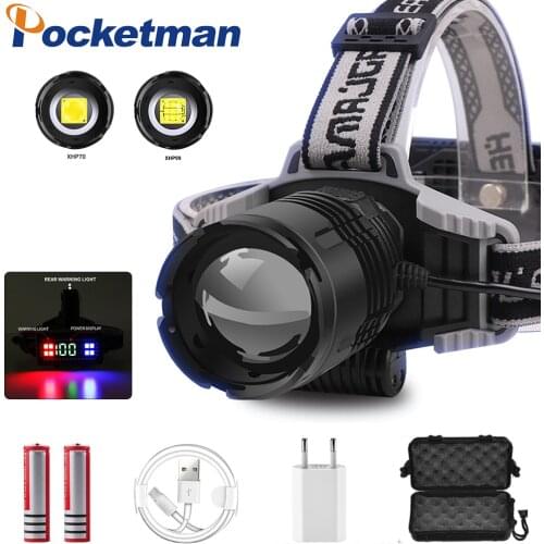 80000LM XHP99 LED Headlight XHP70 LED Headlamp Super Powerful USB Rechargeable Head Light Zoomable Head Light Head Torch