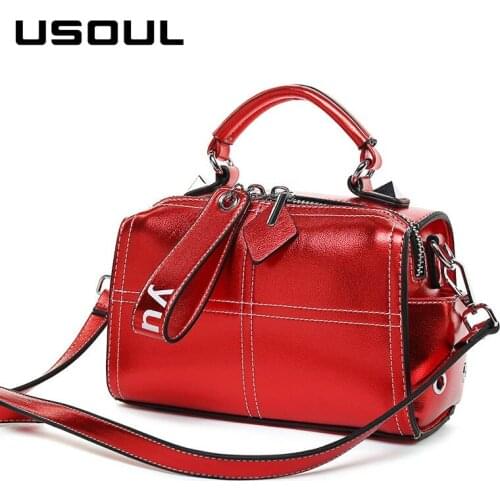 USOUL 2020 Spring PU Leather Women Handbag Fashion Red Soft Leather Messenger Bags Woman High Capacity Pillow Shoulder Bag