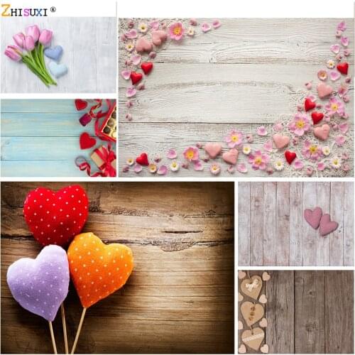 Vinyl Custom Valentine Day Photography Backdrops Prop Love Heart Rose Flower Wooden Floor Photo Studio Background 21415 ZOOM-06