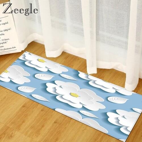 Zeegle Long Floor Mat Carpet for Hallway Living Room Decoration Floor Rug Non-slip Bathroom Foot Carpet Flannel Bedroom Foot Mat