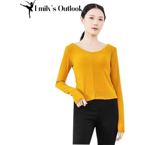 Women Ballet Shirt Long Sleeve Dancer Training Top Soft High Stretch Warm Pratice Wear Basic Design Black White XL