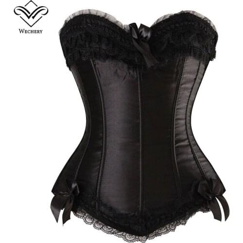 Wechery Women Corset Sexy Corsage Corsets Shoulderless Bustiers Steampunk Corselet With Bow Plus Size Lace Up Wedding