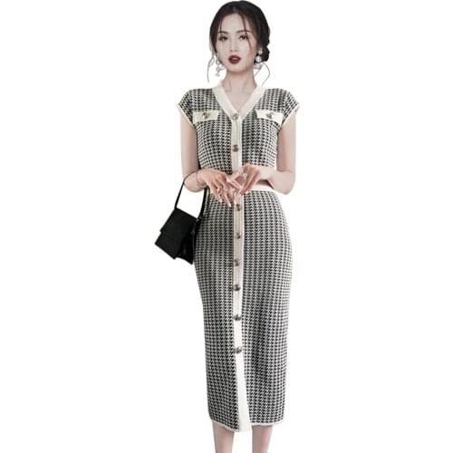 Knitted tight dress One piece korean ladies Summer Green Sexy Sleeveless cabaret party office Dresses for women