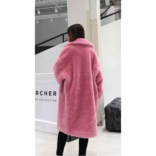 Women Woolen Coat Autumn Winter Warm Long Fur Overcoat Female Imitation Lamb Parka Oversize abrigo mujer LX2488