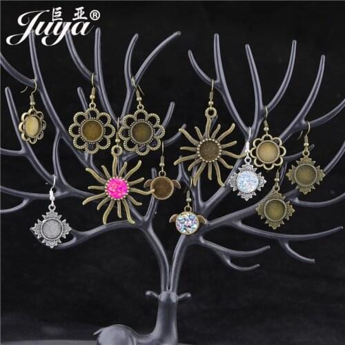 10PCS Zinc Alloy Dangle Earring Base Settings Hooks Findings 12mm Cabochon Blank Tray For DIY Jewelry Making Handmade Crafts