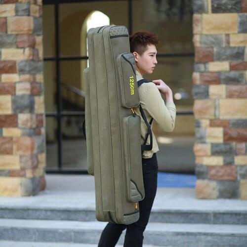 3 Layer /100/120cm Portable Folding Fishing Rod Canvas Fishing Pole Tool Storage Bag Fishing Gear Tackle Fishing Rod Bag XA128G