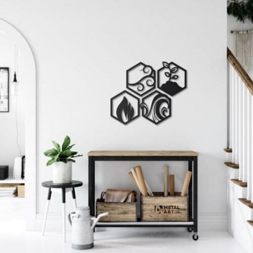 4 Element Set of Four Wooden Wall Decor Set Decorative Writing Laser Cut MDF Modern Home Decoration Stylish Living Room