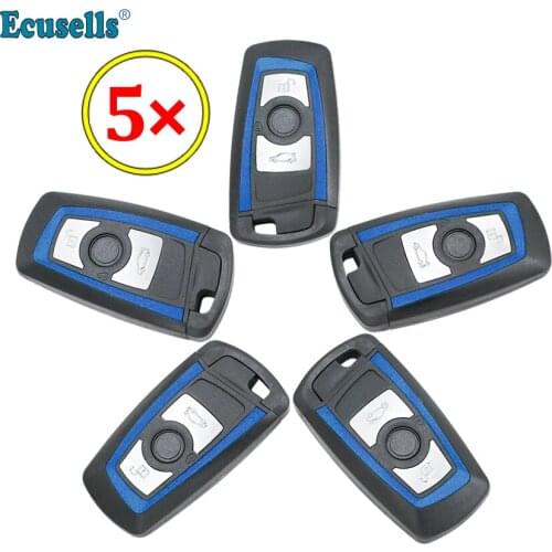 5pcs/lot 3 Button Smart Remote Key Shell Case fob for BMW CAS4 F 1 3 5 7 Series 2009-2016 FCC ID: YGOHUF5662 with Blue Edge