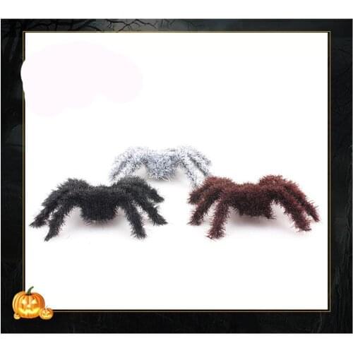 6PCS Black Spider Haunted House Spider Web Bar Party Decoration Halloween Props Haunted House Flocking Spider Simulation Toy