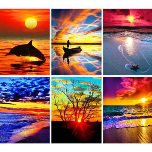 AZQSD 5d Diamond Painting Sunset Diamond Embroidery Scenery Handmade 5d Diy Rhinestones Gift Home Decor Needlework Cross Stitch