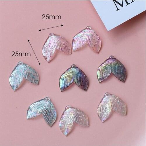 Diy jewelry making 50pcs/lot 25mm glitter decoration cartoon Fishtails shape resin beads fit earring/garment accessory