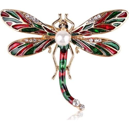 The new cute drop oil alloy simulated-pearl brooch of the dragonfly insect fashion brooches