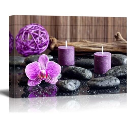 HD Print Modern Orchid Zen Stone Candle Canvas Painting Poster Wall Art Picture