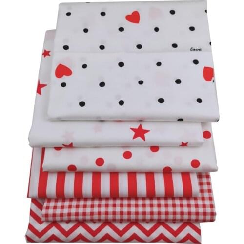 Syunss Red Dot Strip Grid Print Cotton Fabric DIY Tissue Patchwork Telas Sewing Baby Toy Bedding Quilting Tecido Tilda The Cloth