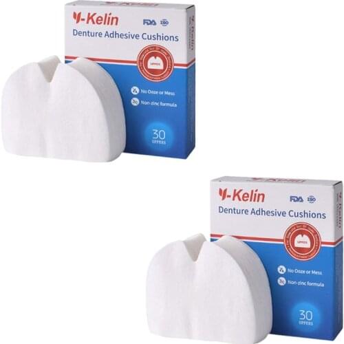 Denture Adhesive Cushions Upper 30 Pads, 2 pack, Soft Cushion, Last All Day & Protect Gums