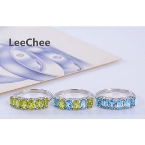 LeeChee Peridot Topaz Ring for Women Birthday Gift Daily Wear 3*5 MM Natural Gemstone Fine Jewelry Real 925 Sterling Silver
