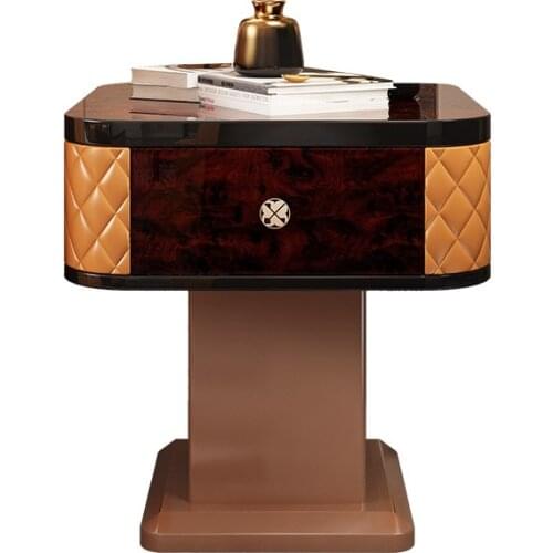 Full solid wood tree tumor bright paint side a few after the modern light luxury living room creative rose gold corner a few