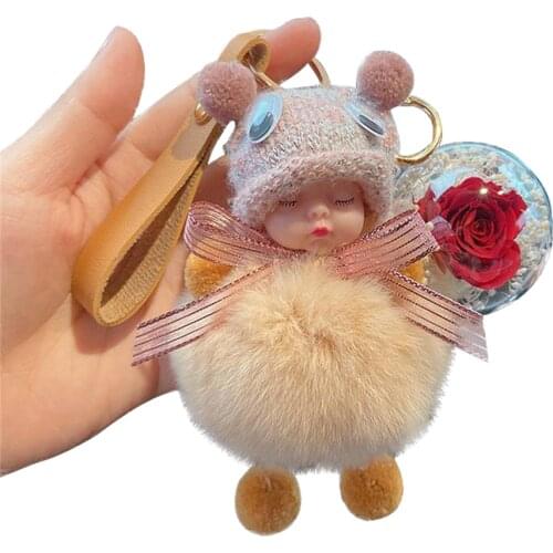 Cute Soft Cute Doll Keychain Car Decorations Eternal Flower Accessories Plush Doll Pendant Supplies Birthday Christmas Gifts
