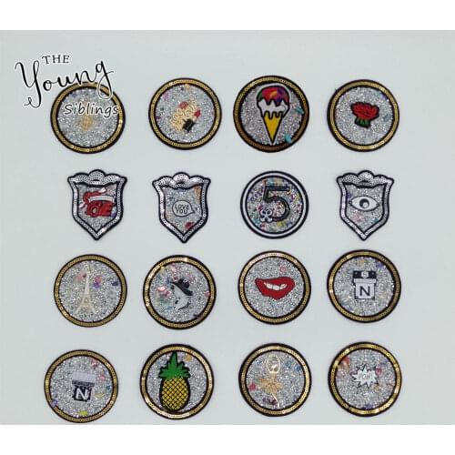 Fashion Lips Eyes Letter DIY Rhinestone Badges Embroidery Patch Applique Iron on patch Clothing Sewing Supplies Decorate Patches