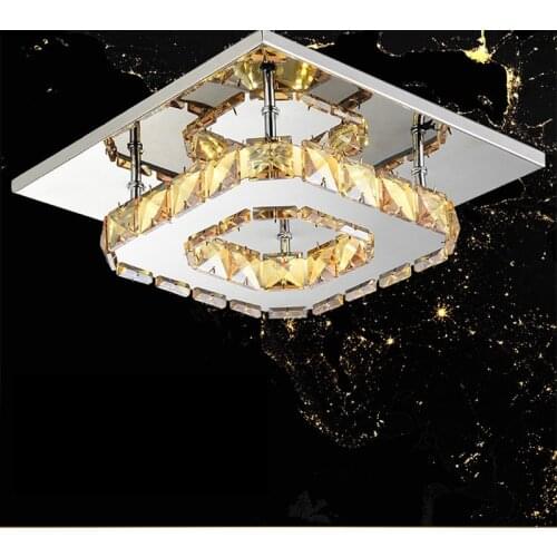 Fashion Porch Ceiling Light Stainless Steel LED ceiling Lamp Crystal Chandeliers Flush Mount Lamp Aisle hallway Lights 12W