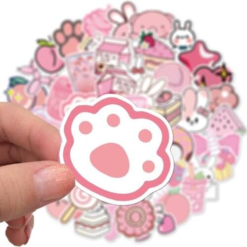 50PCS Cartoon Kawaii Pink Guitar Stickers for Girls Laptop Moto Skateboard Luggage Refrigerator Notebook Decals Accessories