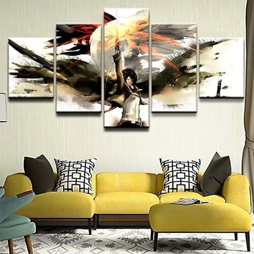 Wall Art Decor 5 Piece Attack on Titan Anime Posters Giant Prints Modern Canvas Pictures Living Room Home Decoration Paintings