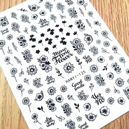 Newest HANYI 124 125 126 3D nail art sticker decal stamping back gule DIY nail decoration tips
